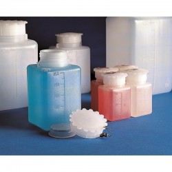 FLACON RECTANGULAIRE 250ML PE C/LARGE AVEC OBTURATEUR x 300