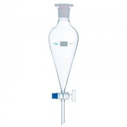 AMPOULE A DECANTER CONIQUE 50ML 19/26 ROBINET VERRE AVEC BOUCHON