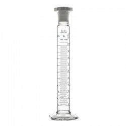 EPROUVETTE 50ML CL"A" F/HAUTE GRADUEE BLEUE + BOUCHON PE + CA x 2