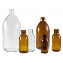 FLACON 250ML VERRE AMBRE FORME ROND FILETAGE 28 x 60