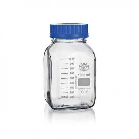 FLACON ISO 1000ML VERRE CLAIR GL80 (bouché bleu) SIMAX x 10