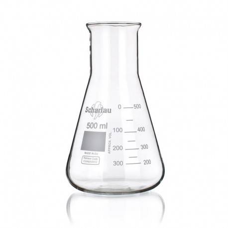 FIOLE ERLENMEYER 500ML COL LARGE VERRE BORO x 10