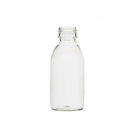 FLACON SIROP 250ML VERRE BLANC C/ETROIT NU (POUR BAGUE PP28) x 60***